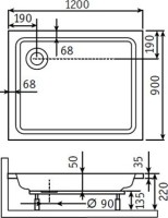 Поддон для душа RGW Style PR 120x90 с сифоном
