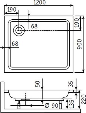 Поддон для душа RGW Style PR 120x90 с сифоном
