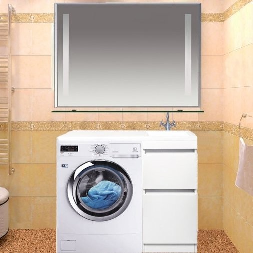 Тумба с раковиной Style Line Даллас 100 Люкс Plus напольная, белая, эмаль R