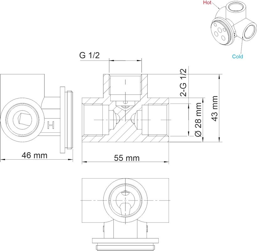 Смеситель для раковины Wasserkraft Elbe 7400 A74543 С ВНУТРЕННЕЙ ЧАСТЬЮ, черный