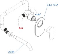 Смеситель для раковины Wasserkraft Elbe 7400 A74543 С ВНУТРЕННЕЙ ЧАСТЬЮ, черный