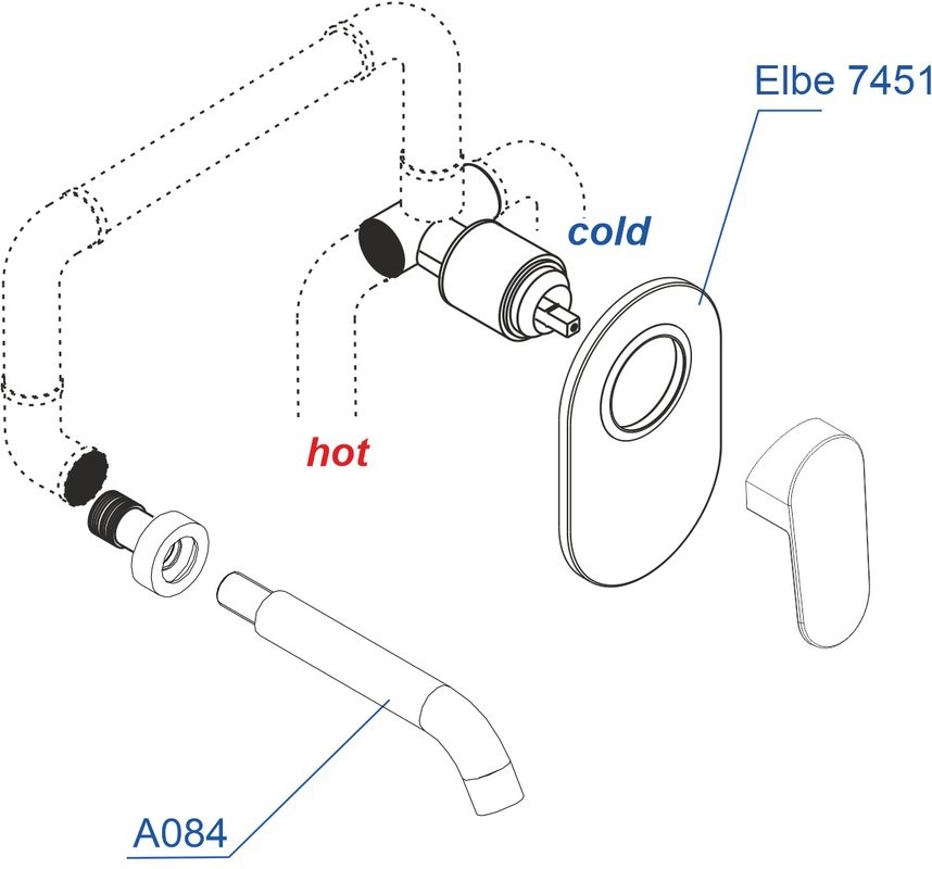 Смеситель для раковины Wasserkraft Elbe 7400 A74543 С ВНУТРЕННЕЙ ЧАСТЬЮ, черный