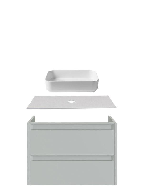 Тумба с раковиной Allen Brau Fantasy 2.0 80 матовый папирус, столешница бежевая, раковина Fantasy Quad 50, белая