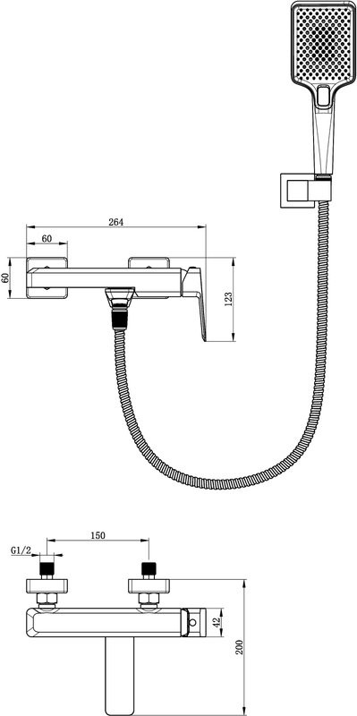 Смеситель для ванны с душем Wonzon & Woghand Diamond WW-88639011-BG брашированное золото