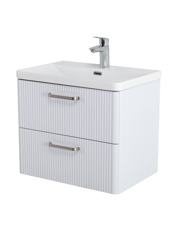 Тумба с раковиной BelBagno Due 50 ручки матовый атласный никель, белый металлик