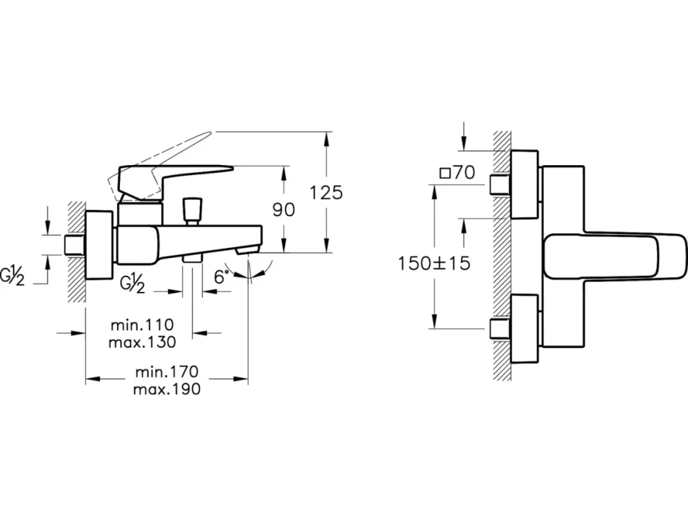 Смеситель для ванны с душем VitrA Root Square A4273736EXP черный