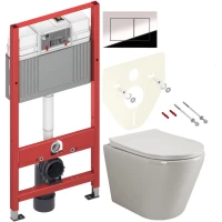 Комплект Унитаз подвесной Ceramicanova Highlight Rimless CN1804 с микролифтом, безободковый + Инсталляция TECE Now 9400412 4 в 1 с кнопкой смыва