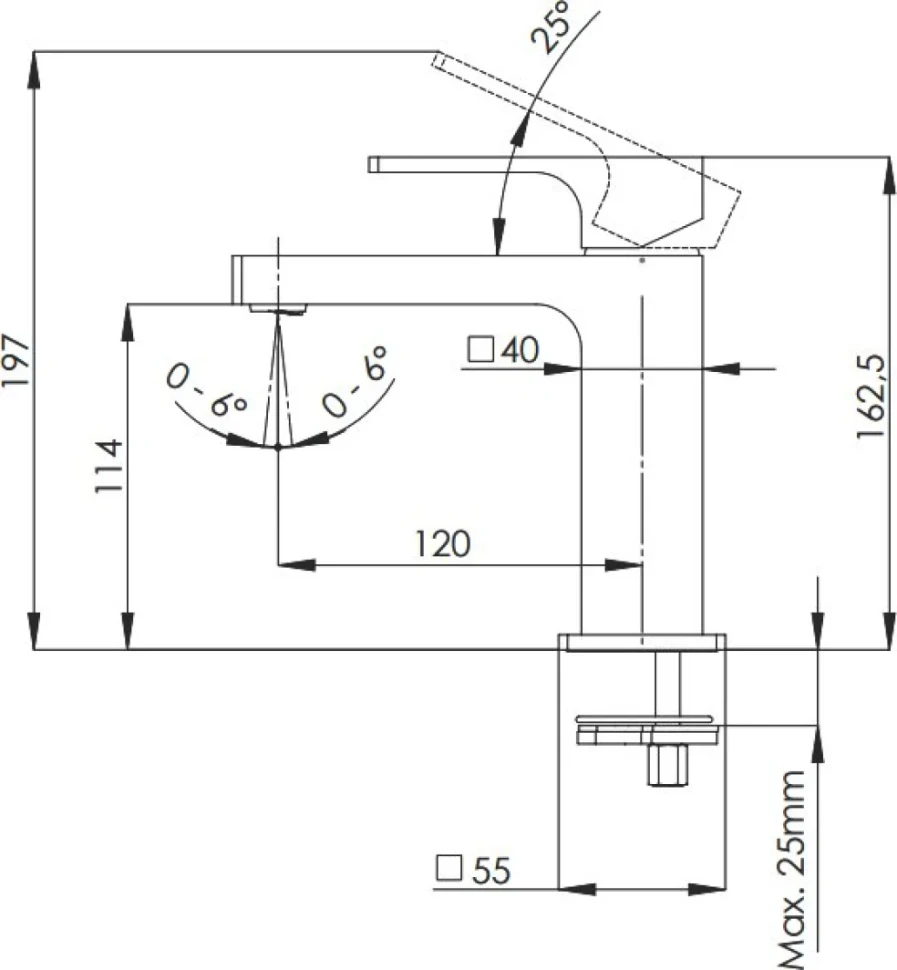 Смеситель для раковины Remer Absolute AU12NO черный матовый