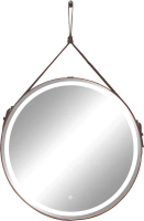 Зеркало круглое CONTINENT Millenium 65, с подсветкой, коричневый ремень