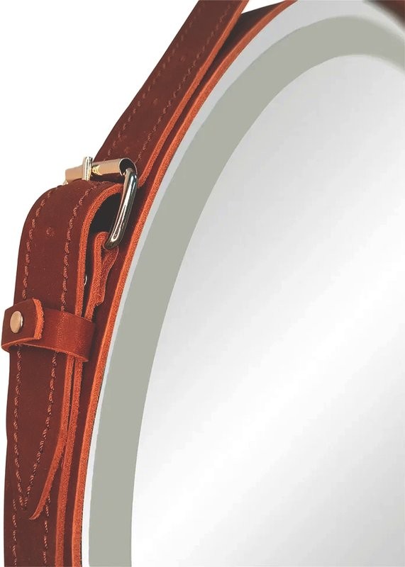 Зеркало круглое CONTINENT Millenium 65, с подсветкой, коричневый ремень