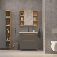 Мебель для ванной комнаты SanStar Diva 80 дуб вотан, графит софт, раковина Фест 80