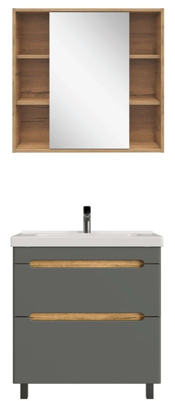 Мебель для ванной комнаты SanStar Diva 80 дуб вотан, графит софт, раковина Фест 80