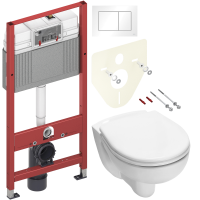 Комплект Унитаз подвесной TECE V04 9700004 + Крышка V04 9700602 с микролифтом + Инсталляция Base 9400413 4 в 1 с кнопкой смыва