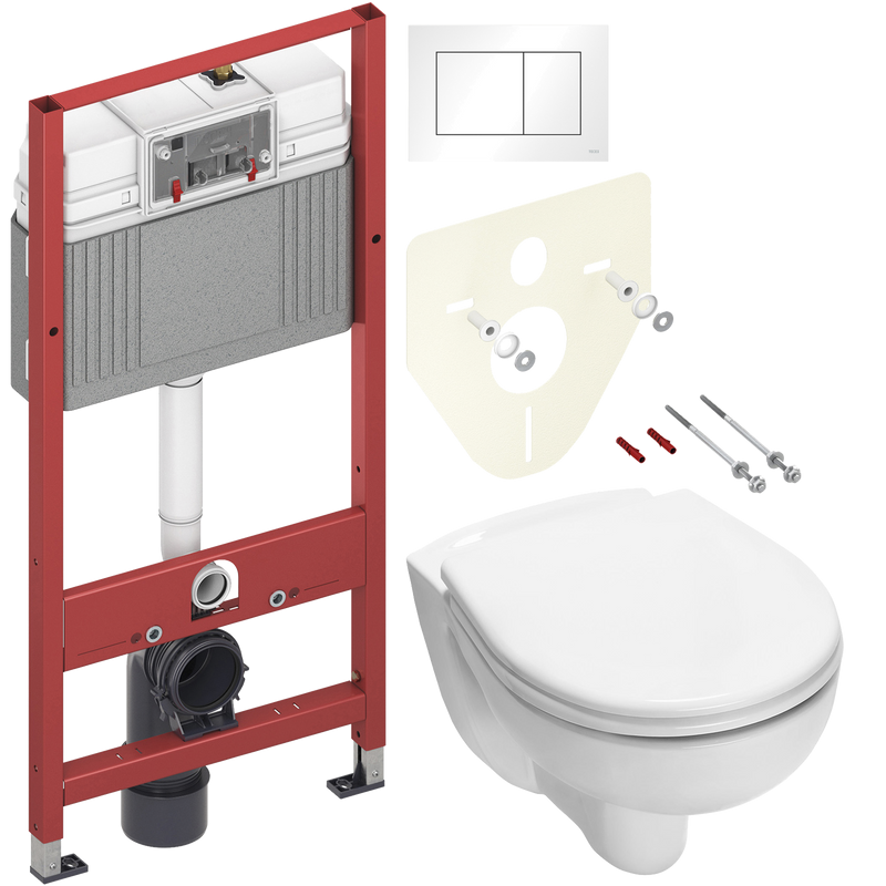 Комплект Унитаз подвесной TECE V04 9700004 + Крышка V04 9700602 с микролифтом + Инсталляция Base 9400413 4 в 1 с кнопкой смыва