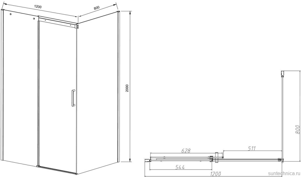 Душевой уголок Vincea Dice VSR-4D8012CL 120х80 см, профиль хром