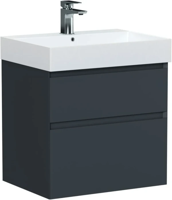Тумба с раковиной Allen Brau Infinity 60 2 ящика, матовый антрацит, раковина Aquanet Sanovit Slim Synergy 60