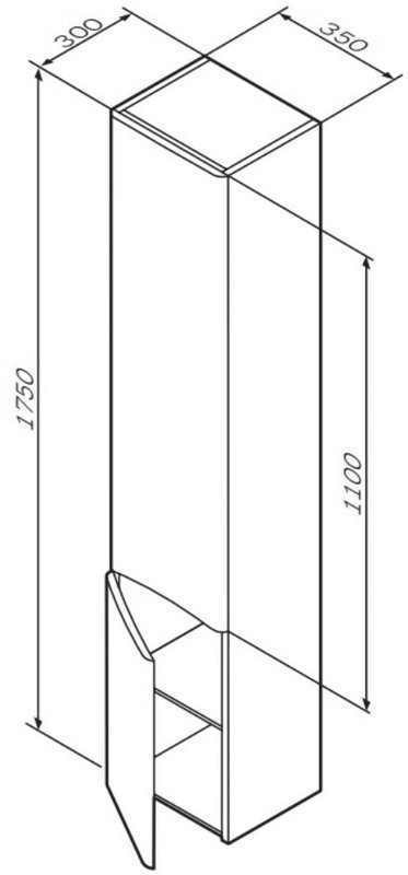 Шкаф-пенал для ванной AM.PM Like 35 L подвесной, белый глянец