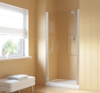 Душевая дверь в нишу Vegas Glass EP Lux 75 07 01 L профиль матовый хром, стекло прозрачное