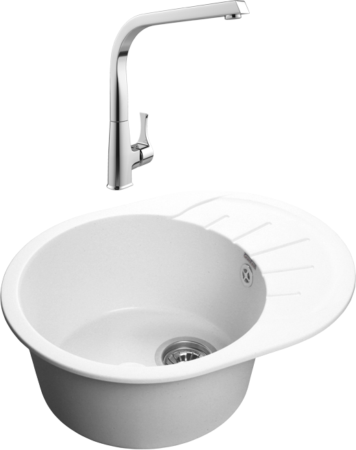 Комплект Мойка GranFest Rondo GF-R580L иней + Смеситель MEGA Mega
