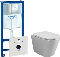 Комплект  Унитаз подвесной Ceramicanova Highlight Rimless CN1804 с микролифтом, безободковый + Система инсталляции для унитазов Grohe Rapid SL 3877200