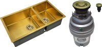 Комплект Мойка Zorg Inox PVD SZR-78-2-44 bronze + Измельчитель ZR-75 D BRONZE