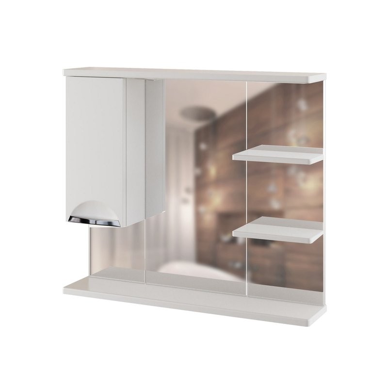 Шкаф с зеркалом в ванную MIXLINE 80х19х69,2 Белый ПВХ