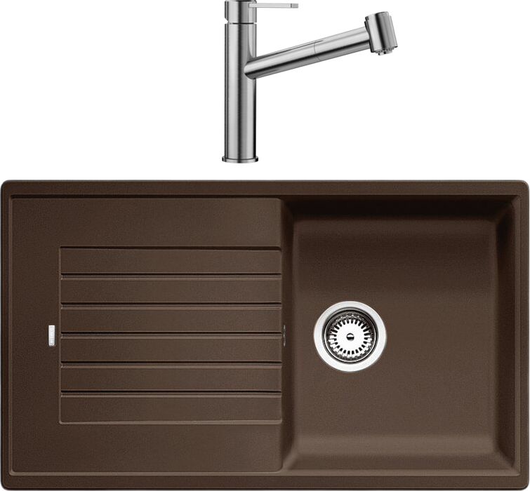 Комплект Мойка Blanco Zia 5S 520519 кофе + Смеситель Ambis-S 523119