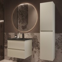 Тумба с раковиной Vincea Welle 60 m.beige soft-touch, раковина VCB-4H600A антрацит