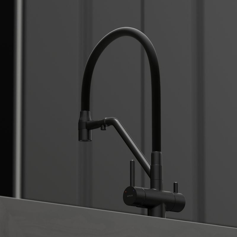 Смеситель для кухни Sancos Dora SC4003MB с гибким изливом, матовый черный