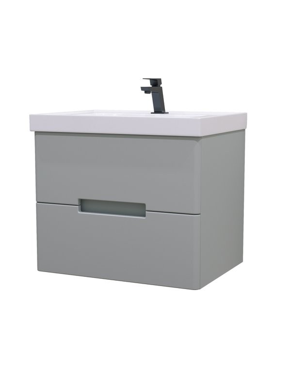 Тумба с раковиной SanStar Ориана 60 подвесная, серая, раковина Dreja Грейс 60