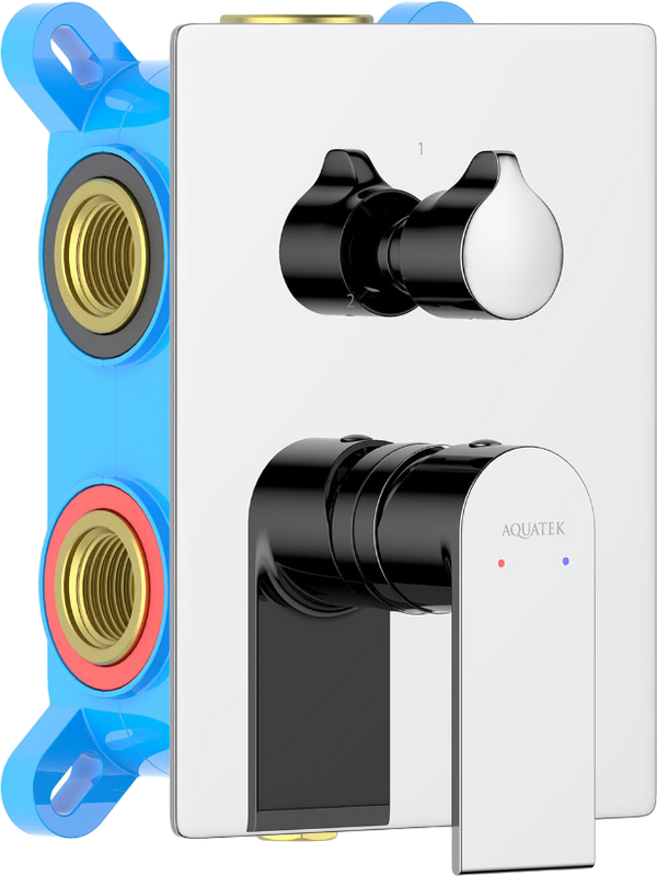Встраиваемый смеситель для душа и ванны AQUATEK Лира AQ1447CR С ВНУТРЕННЕЙ ЧАСТЬЮ, 3 режима, хром