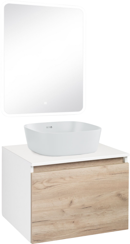 Мебель для ванной комнаты Runo Бари 60 крафтовый дуб, раковина Bella 40