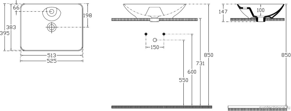 Накладная раковина Allen Brau Fantasy Y 53x40, белый глянец