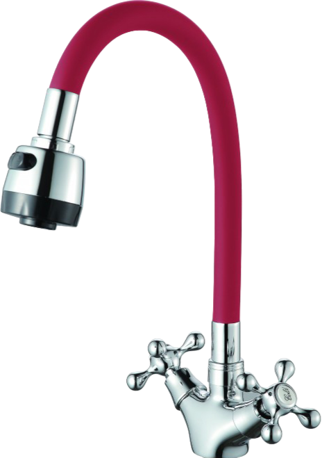 Смеситель для кухни D-lin D153810-4T с гибким изливом, красный