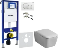 Комплект Унитаз подвесной Geberit iCon Square 201950000 + Крышка Square 571910000 + Крепления Duofix 111.815.00.1 к стене + Звукоизоляция + Инсталляция UP 320 111.300.00.5 + Кнопка Sigma 01 115.770.11.5 белая