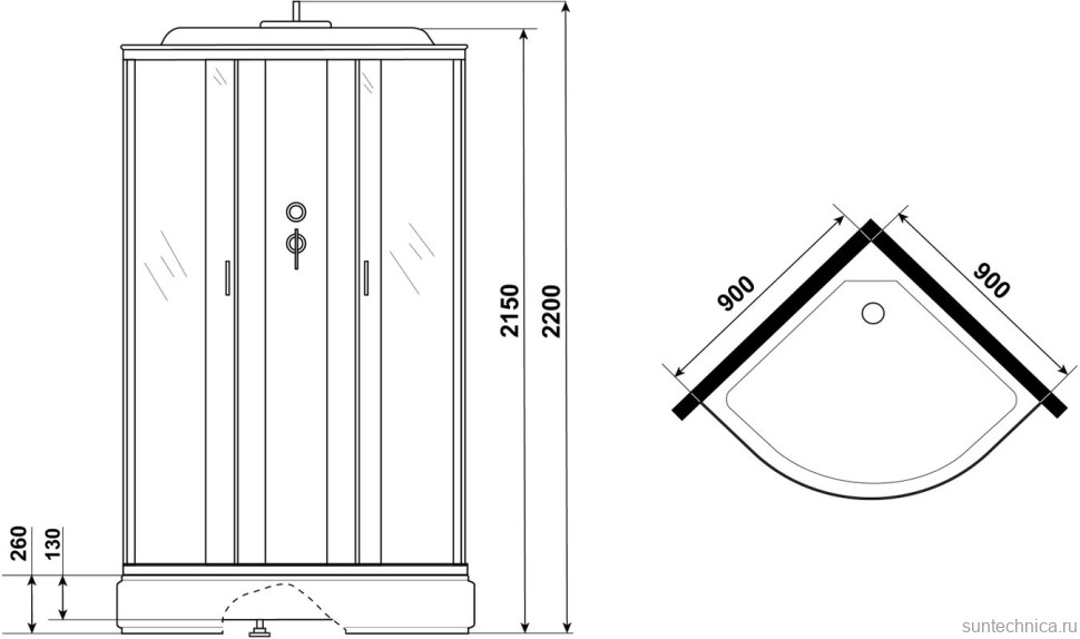 Душевая кабина Niagara Classic NG-6501-14G 90x90 см, с гидромассажем