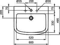Раковина Ideal Standard Tempo T056401 60 см, с пьедесталом