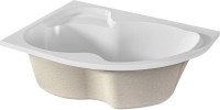 Акриловая ванна Marka One Aura L 150x105 см, угловая, левая, пристенная, белая, асимметричная, с каркасом