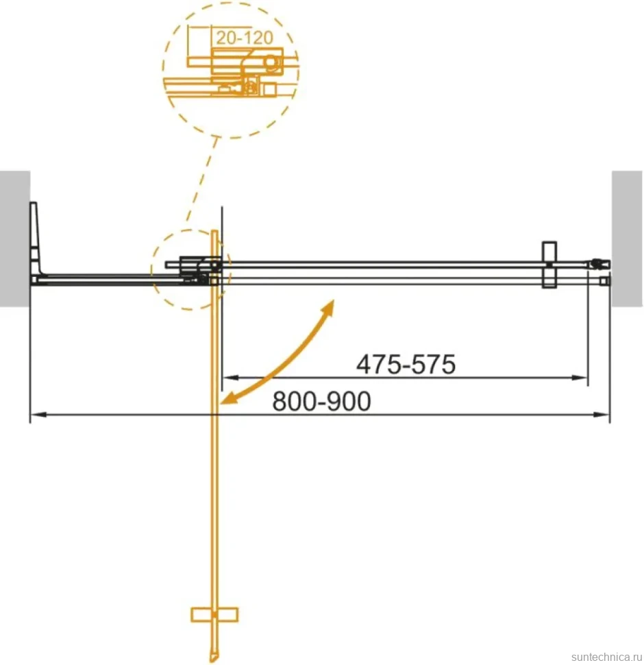 Душевая дверь в нишу Cezares Slider B 1 80/90 GRIGIO Cr профиль хром, стекло серое