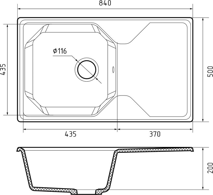 Комплект Мойка GranFest Unique U-840L кашемир + Измельчитель Bone Crusher BC 910-SL-Slim Line