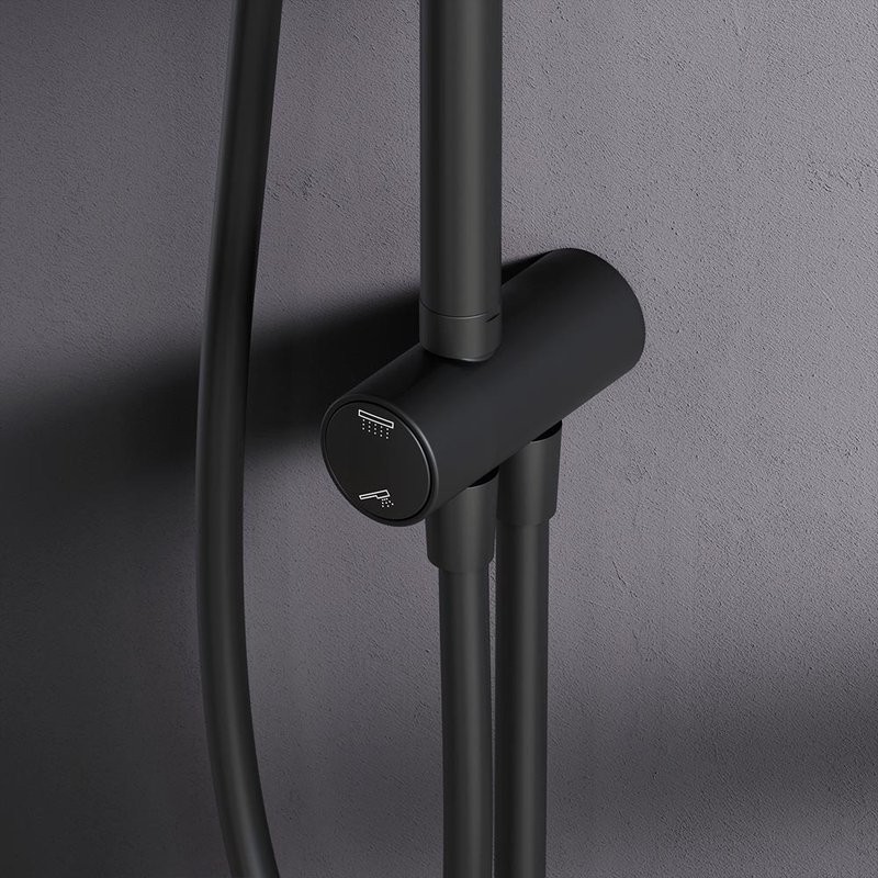 Душевой комплект Смеситель для душа AM.PM Gem F90A20022 черный + Стойка F0790022