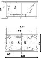 Акриловая ванна AQUATEK Альфа ALF150-0000038 150x70 см, пристенная, белая, с каркасом, со сливом-переливом