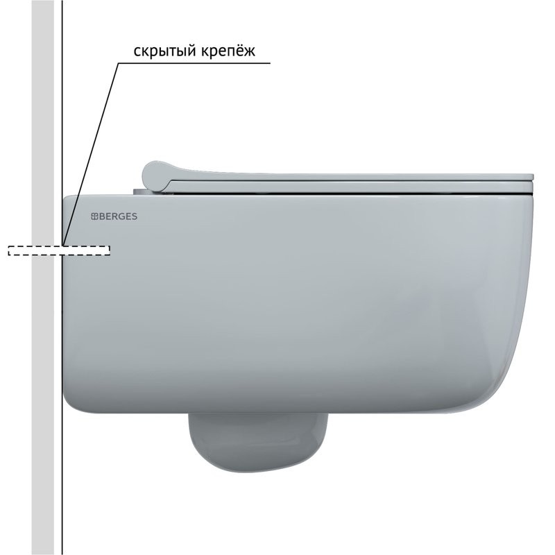 Комплект Berges Atom Line EGO XL Rimless крышка-сиденье Okus Slim SO, кнопка смыва глянцевый хром