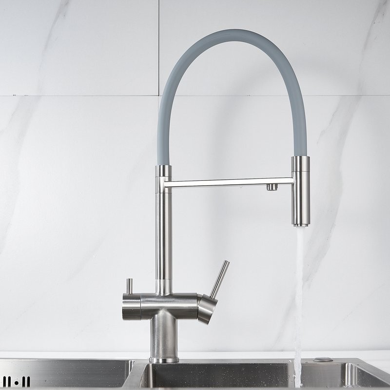 Смеситель для кухни Shevanik S178L с гибким изливом, сатин