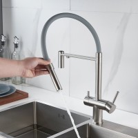 Смеситель для кухни Shevanik S178L с гибким изливом, сатин