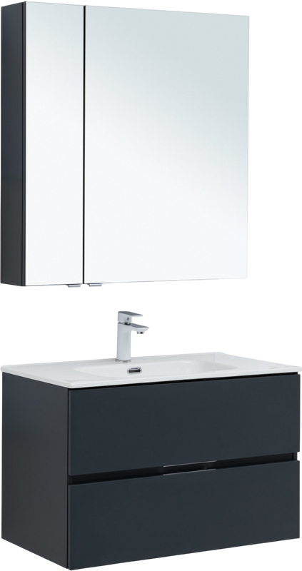 Мебель для ванной комнаты Aquanet Алвита 80 подвесная, антрацит, 2 ящика