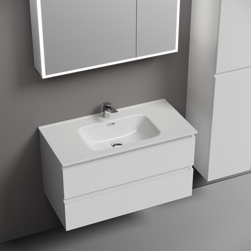 Тумба с раковиной Sancos Folk 90 bianco, раковина CN7002