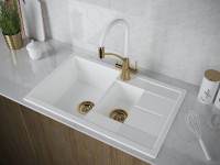 Комплект Мойка Paulmark Flugen 60/1,5 PM237850-WH белый + Измельчитель Intenso