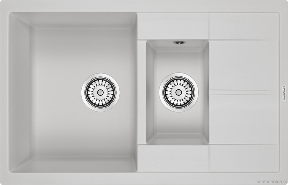 Комплект Мойка Paulmark Flugen 60/1,5 PM237850-WH белый + Измельчитель Intenso