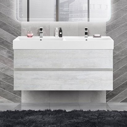 Тумба с раковиной Cezares Molveno 46 120 legno bianco, с раковиной Cezares CZR-MIL-120-2-LVB